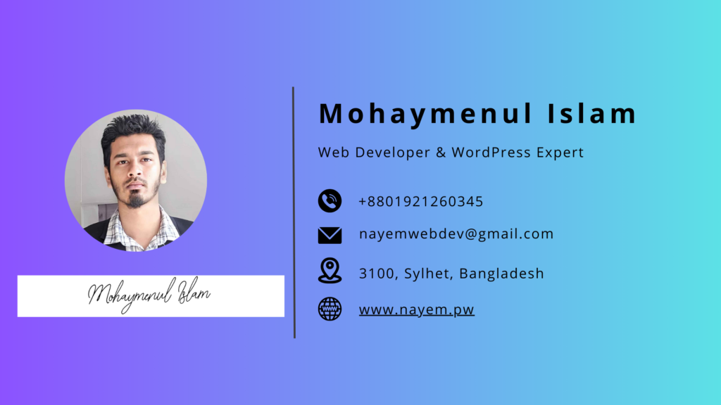 Mohayemenul Islam - Web Developer , WordPress Expert